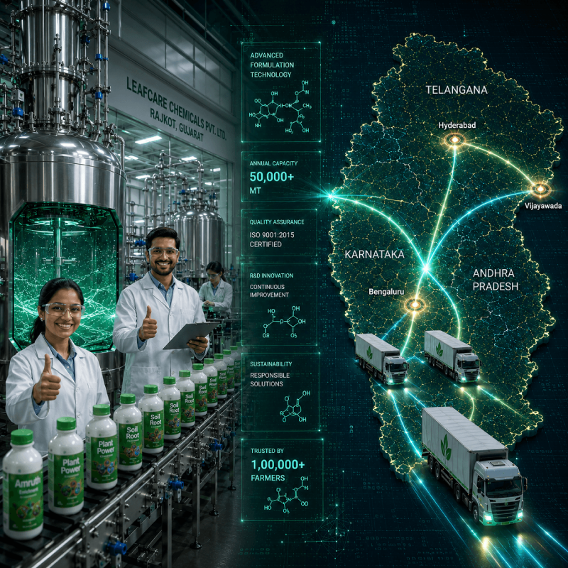 Leafcare Agritech agrochemical distribution and logistics supply chain network across South India