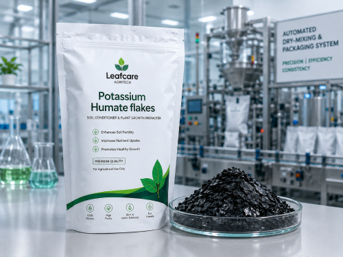 00% water soluble super-active Potassium Humate shiny flakes