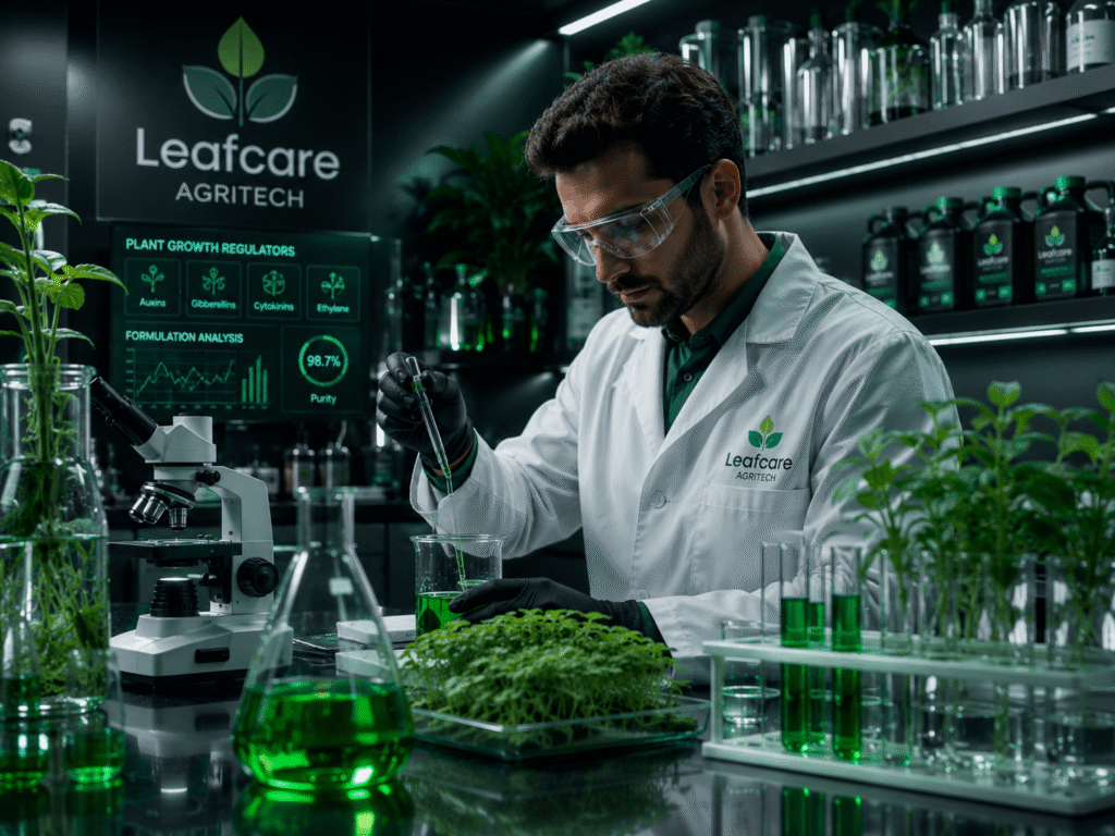 Agrochemical formulation research and custom PGR blending under Leafcare Agritech contract manufacturing